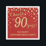 90th Birthday Party Red and Gold Diamond Napkins<br><div class="desc">90th Birthday Party Invitation with Red and Gold Glitter Diamond Background. Gold Confetti. Adult Birthday. Man or Woman Birthday. For further customization,  please click the "Customize it" button and use our design tool to modify this template.</div>