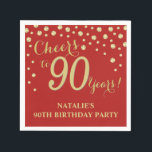 90th Birthday Party Red and Gold Diamond Napkins<br><div class="desc">90th Birthday Party Invitation with Red and Gold Glitter Diamond Background. Gold Confetti. Adult Birthday. Man or Woman Birthday. For further customization,  please click the "Customize it" button and use our design tool to modify this template.</div>
