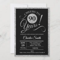 90th Birthday Party - Silver Black ANY AGE