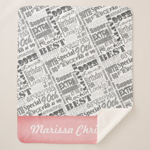 90th Birthday Party Special Personalized Monogram Sherpa Blanket