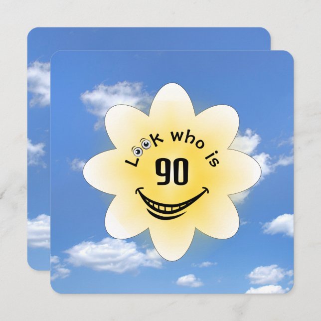 90th Birthday Party Summer Sunshine Invitation (Front/Back)