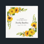 90th Birthday Party Sunflower Daisy Custom Napkin<br><div class="desc">Elegant and classy yellow sunflower,  peony and white daisy floral napkins. Three lines of text let you personalize your table decor.</div>