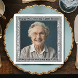 90th birthday party tableware paper serviette 90yr napkin<br><div class="desc">A fun party extra for a 90 year old is a napkin with their face on it! Make sure everyone knows whose 90th birthday it is,  they'll love it. Also very handy for picking up that birthday cake.</div>