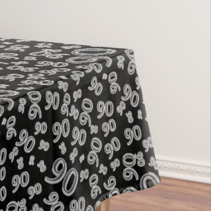 90th Birthday Party Theme, Black and White Tablecloth