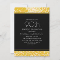 90th Birthday Party Yellow White Black Floral