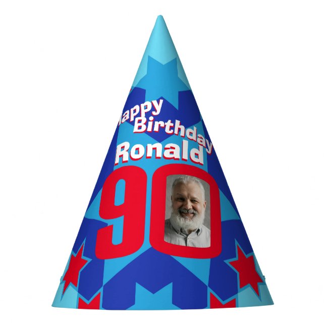 90th birthday personalized photo star name hat (Front)