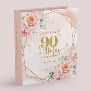 90th Birthday Photo Album Binder Blush Pink Gold