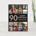 90th Birthday Photo Collage 13 Photos Black & Gold Card<br><div class="desc">90th Happy Birthday Photo Collage 13 Photos Black and Gold Birthday Card for Any Age. 1st 13th 15th 16th 18th 20th 21st 30th 40th 50th 60th 70th 80th 90th 100th,  Any Ages. For further customization,  please click the "Customize it" button and use our design tool to modify this template.</div>