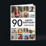 90th Birthday Photo Collage 13 Photos Black White Card<br><div class="desc">90th Happy Birthday Photo Collage 13 Photos Black and White Birthday Card for Any Age. 1st 13th 15th 16th 18th 20th 21st 30th 40th 50th 60th 70th 80th 90th 100th,  Any Ages. For further customization,  please click the "Customize it" button and use our design tool to modify this template.</div>