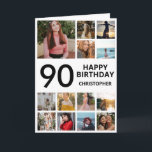 90th Birthday Photo Collage 13 Photos Black White Card<br><div class="desc">90th Happy Birthday Photo Collage 13 Photos Black and White Birthday Card for Any Age. 1st 13th 15th 16th 18th 20th 21st 30th 40th 50th 60th 70th 80th 90th 100th,  Any Ages. For further customization,  please click the "Customize it" button and use our design tool to modify this template.</div>