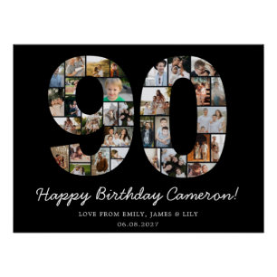90th Birthday Photo Collage   90th Birthday Gift Poster