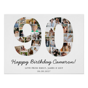 90th Birthday Photo Collage   90th Birthday Gift Poster