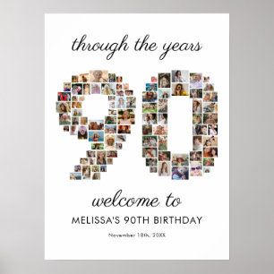 90th Birthday Photo Collage Welcome Poster