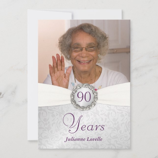 90th Birthday Photo Invitations -Private for Ellie (Front)