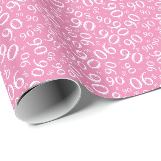 90th Birthday Pink and White Number Pattern (S) Wrapping Paper Zazzle.ca