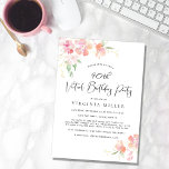 90th Birthday Pink Floral Watercolor Virtual Party Invitation<br><div class="desc">When everyone can't be together, you can still celebrate together with a virtual online birthday party. Celebrate her 90th birthday in style with this beautiful birthday party invitation featuring pink and coral floral watercolor bouquets with gold accents and "Virtual Birthday Party" written in a stylish airy script. You can personalize...</div>