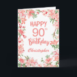 90th Birthday Pink Peach Peonies Watercolor Floral Card<br><div class="desc">90th Birthday Pink Peach Peonies Watercolor Floral Birthday Card. For further customization,  please click the "Customize it" button and use our design tool to modify this template.</div>