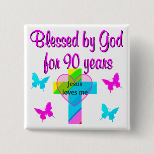 90TH BIRTHDAY PRAYER 2 INCH SQUARE BUTTON