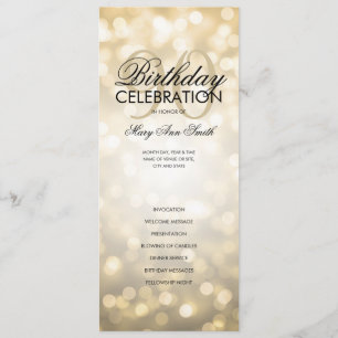90th Birthday Program Lights Gold Menu