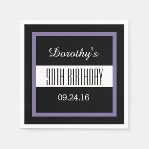 90th Birthday Purple and Black Custom V013B Napkin