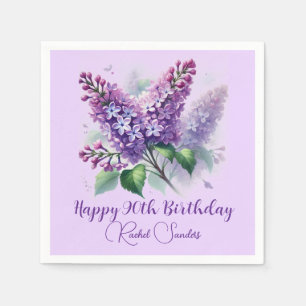 90th Birthday Purple Lilac Flowers Spring Napkin