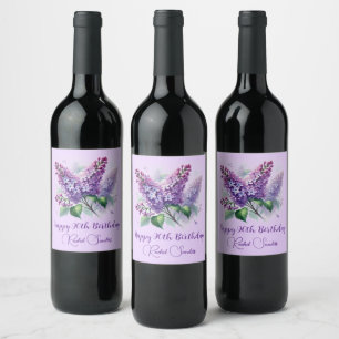 90th Birthday Purple Lilac Flowers Spring Wine Label