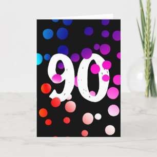 90th Birthday Rainbow Dots on Black Card