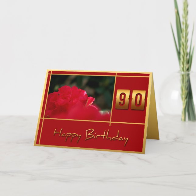 90th Birthday Rhododendron Quote Greeting Card (Front)