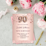 90th birthday rose gold blush stars luxury invitation<br><div class="desc">A modern, stylish and glamourous invitation for a 90th birthday party. A faux rose gold metallic looking background with rose gold and pink dripping stars and a glitter band. The name is written with a modern dark rose gold coloured hand lettered style script. Personalize and add your party details. Number...</div>