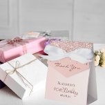 90th Birthday rose gold glitter glam thank you Favor Box<br><div class="desc">Elegant,  classic,  glamourous and girly for a 90th birthday party favours.  Rose gold ombre,  gradient background. With the text: 90th Birthday and Thank You written with a modern dark rose coloured hand lettered style script.  Template for a name and a date.</div>