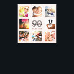 90th birthday rose gold name photo collage canvas print<br><div class="desc">A unique 90th birthday gift or keepsake, celebrating her life with a collage of 8 of your photos. Add images of her family, friends, pets, hobbies or dream travel destination. Personalize and add a name, age 90 and a date. Grey and black coloured letters. A chic girly and feminine rose...</div>