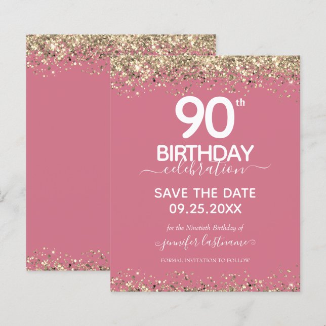 90th Birthday Save the Date Budget Invitation (Front/Back)