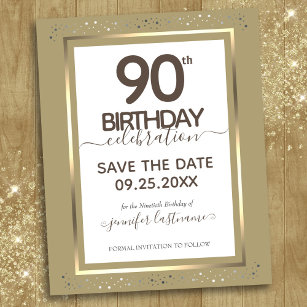 90th Birthday Save the Date Budget Invitation