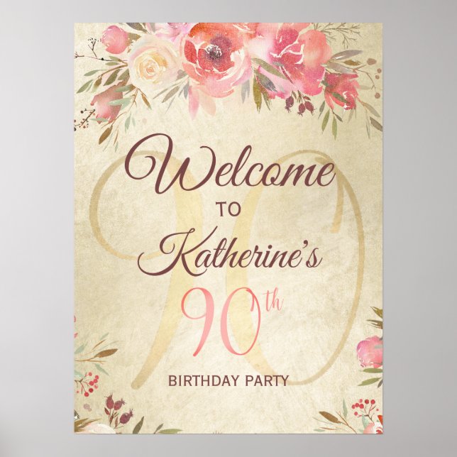 90th Birthday Shimmer Design Poster (Front)