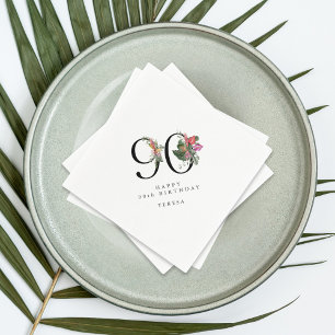 90th Birthday Simple Elegant Tropical Invitation Napkin