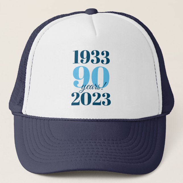 90th Birthday Special Date Trucker Hat (Front)