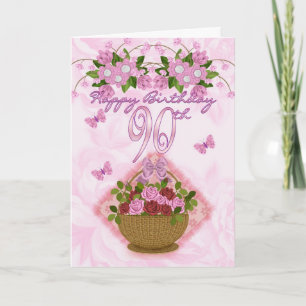 90th Birthday Special Lady, Roses And Flowers - 90 Card