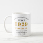90th Birthday Standards Born 1929 Add Your Name Coffee Mug<br><div class="desc">Easily customize the text to the front and the interior of this birthday coffee mug using the template provided. Part of the setting standards range of designs.</div>