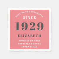 90th Birthday Standards Born 1929 Pink Grey