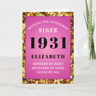 90th Birthday Standards Born 1931 Pink Gold Stars Card