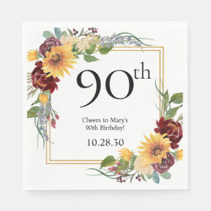90th Birthday Sunflowers Napkin