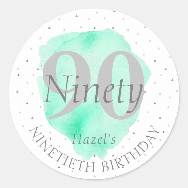 90th Birthday Surprise Pretty Elegant Teal Custom Classic Round Sticker (Front)
