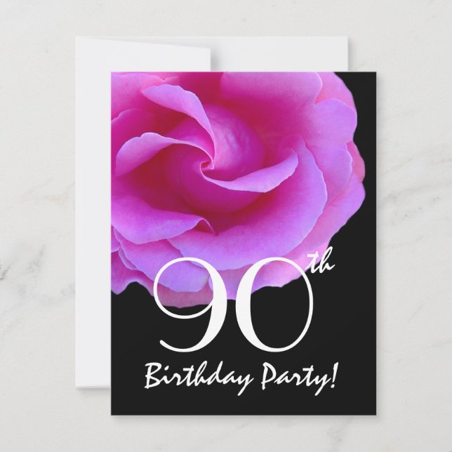 90th Birthday Template Pink Rose For Her W417 (Front)