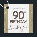 90th Birthday Thank You Gold Elegant Script Favour Tags<br><div class="desc">Lovely faux foil border with shimmering confetti highlights on the top and bottom border. All text is adjustable and easy to change for your own party needs. Great elegant 90th birthday template design.</div>
