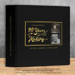 90th Birthday Then & Now Photos Retro Photo Album Binder<br><div class="desc">Retro typography design stating 90 YEARS IN THE MAKING which incorporates the 90-year-old's birth year within the design. Include THEN and NOW photos and personalize the title and spine of this binder which can be used as a photo album, scrapbook, guest book or a combination of these. Black and gold...</div>