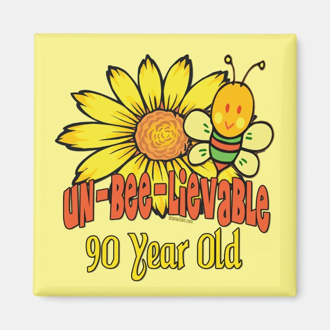 90th Birthday - Unbelievable at 90 Years Old Magnet (Front)
