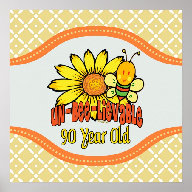 90th Birthday - Unbelievable at 90 Years Old Poster (Front)