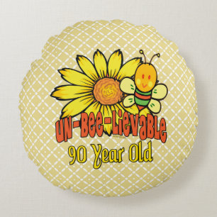 90th Birthday - Unbelievable at 90 Years Old Round Pillow