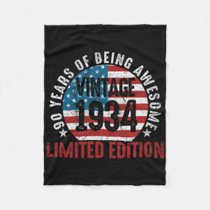90th Birthday Vintage 1935 Limited Edition America Fleece Blanket