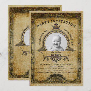 90th Birthday Vintage Retro Photo Surprise Party Invitation